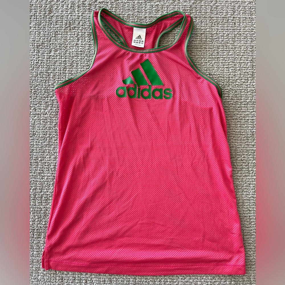 Adidas Retro Neon Pink Mesh Tank Top - Ladies Med